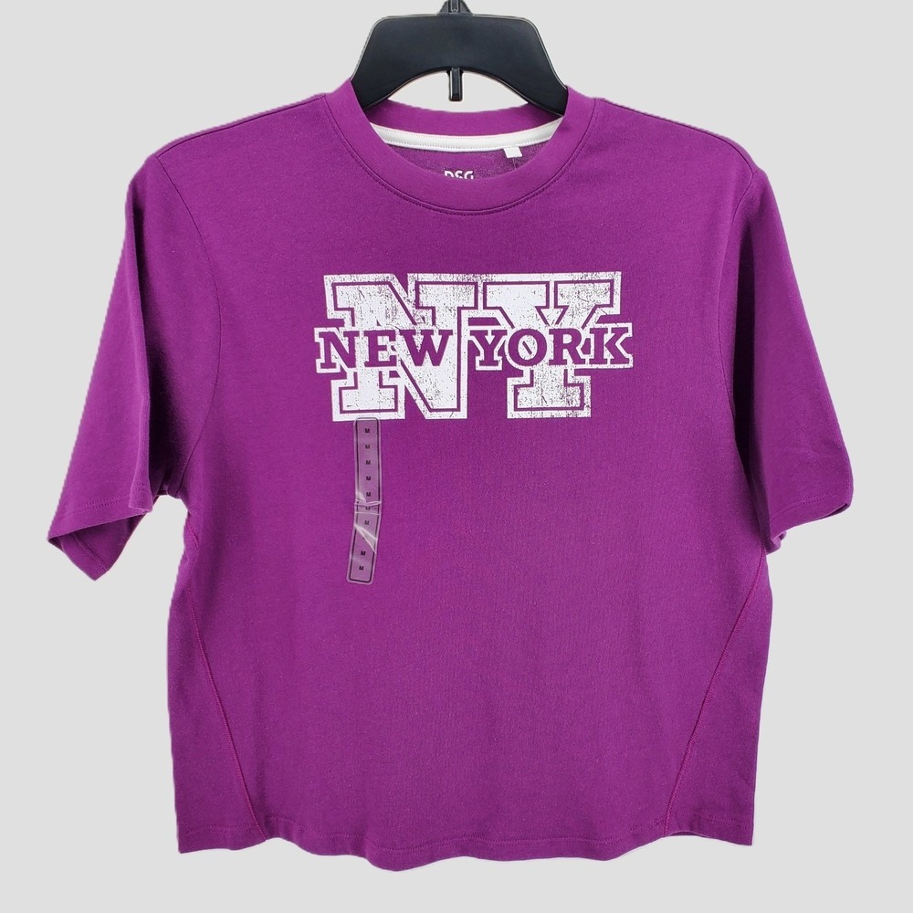 DSG Girls Medium New York Graphic 100%‎ Cotton Tee Shirt Vibrant Violet Purple